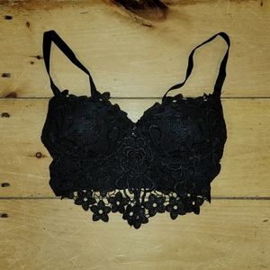 Adoreme Black Floral Embroidered Bra Top